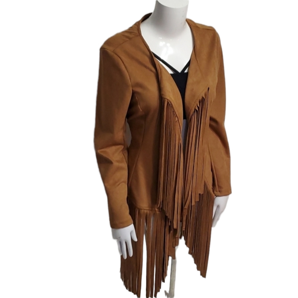 Women's Open-front Fringe Jacket or Cardigan - Picture 5 of 5